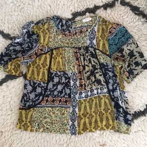 Anthropologie Weston Patchwork Rayon Top